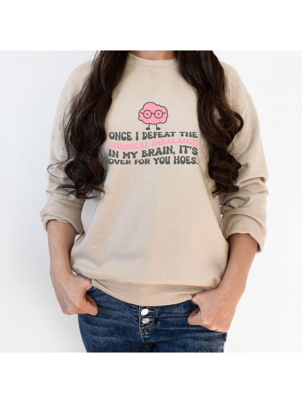 Chemical Imbalance mental health crewneck graphic raglan pullover sweatshirt XL - Picture 2 of 9